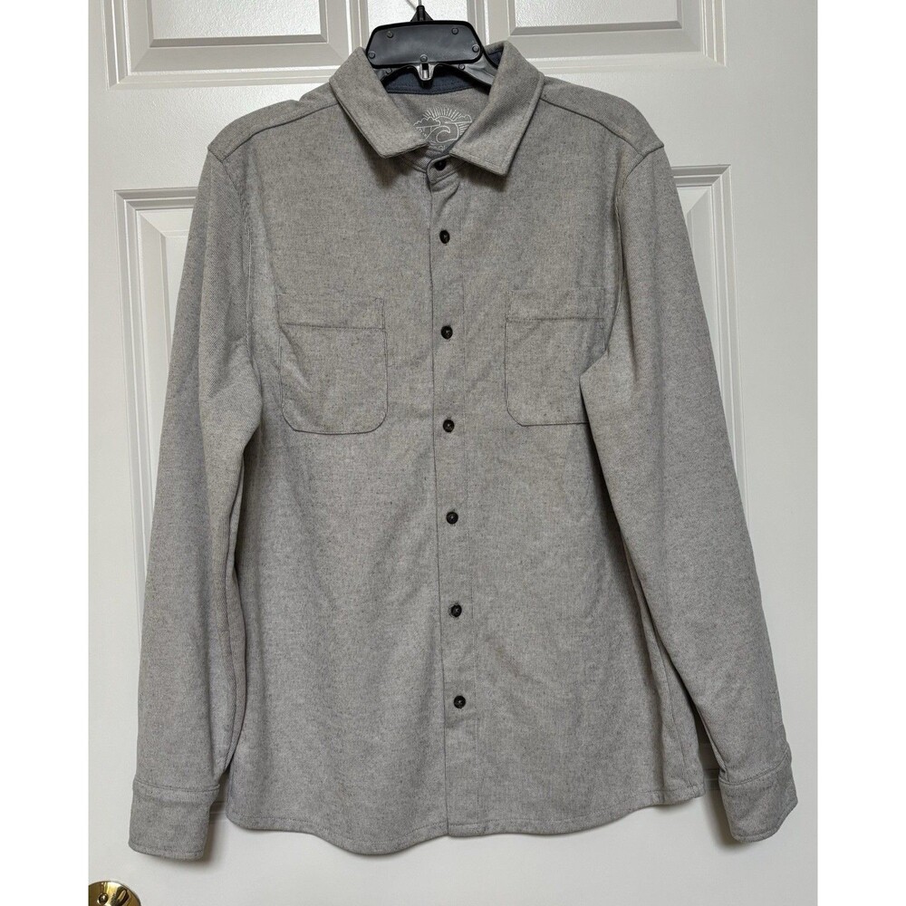 LAGUNA MEN'S CASUAL BUTTON SHIRT SIZE MEDIUM GREY STRIPES LONG SLEEVE COLLARED